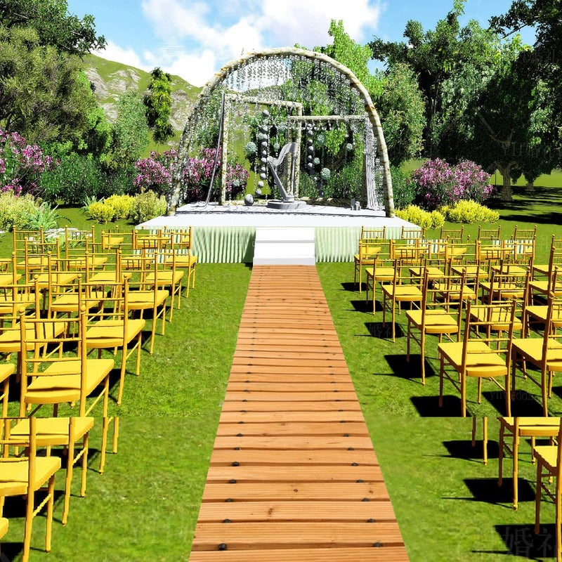 LINSHRY 10FT Wooden Garden Pathway, Outdoor Roll Out Decorative Garden Walkway, Weather-Resistant Non-Slip Hardwood Walkway Pavers for Garden, Backyard, Beach, Wedding Party Pathways - Image 5